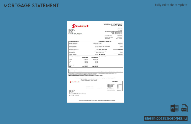 Scotiabank-Hypothekenabrechnung für St. Lucia in Word- und PDF-Formaten – Beispielvorschau
